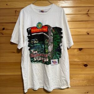 Vintage Touch Tone 1997 Budweiser Chameleon Beer Graphic Promo White Tee XL